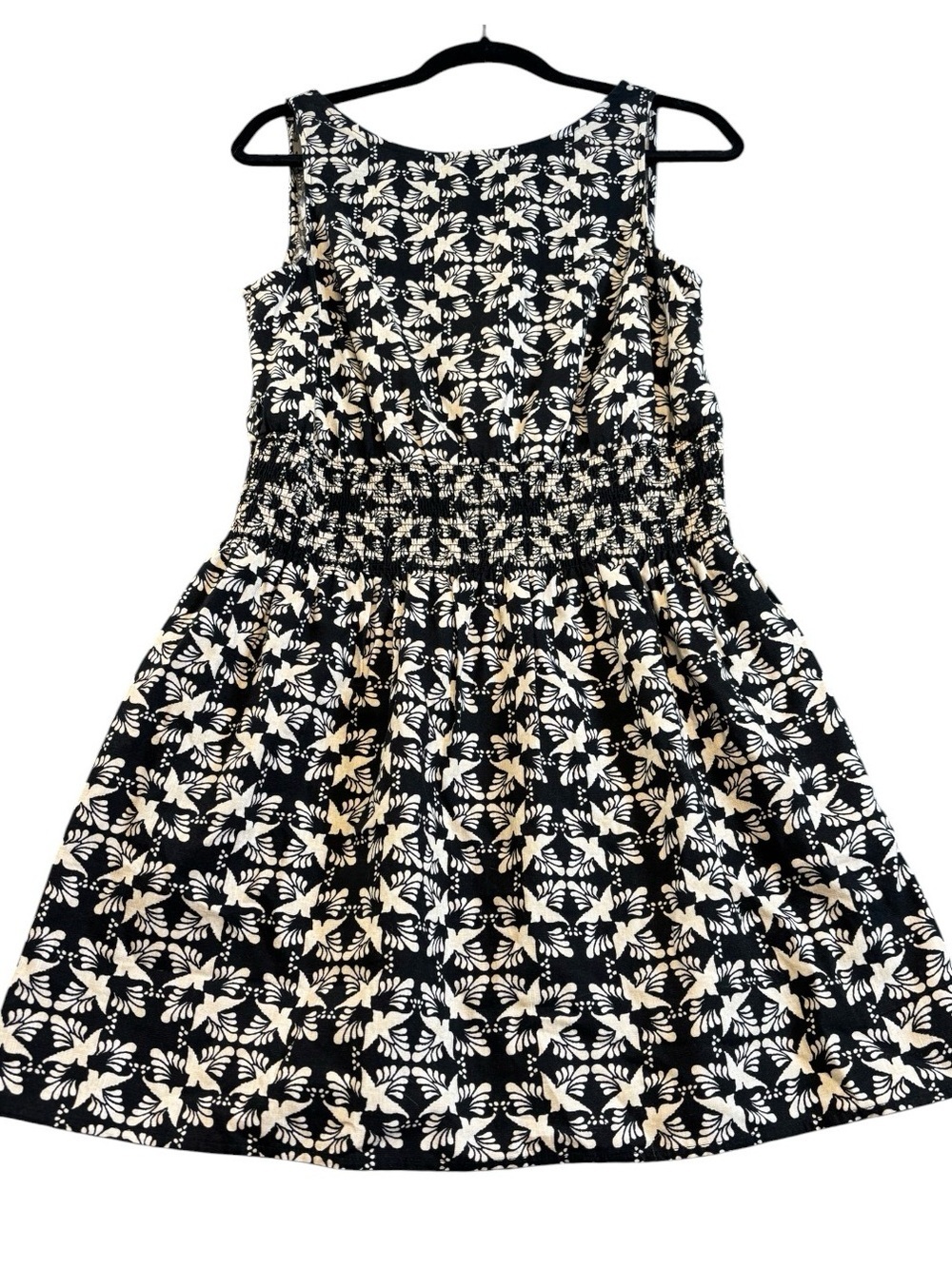 Universal Thread Black Dress with Cream Floral Print